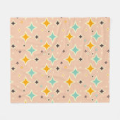 Retro geometric pattern with teal, orange, black フリースブランケット (正面(横))