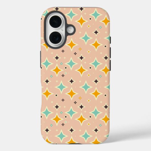 Retro geometric pattern with teal, orange, black Case-Mate iPhoneケース (裏面)