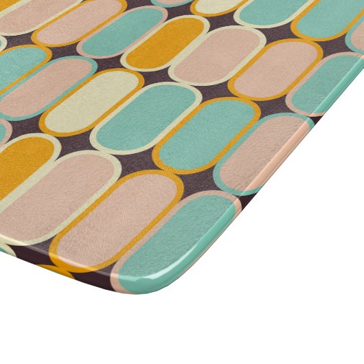 Retro geometric pattern with vertical ovals カッティングボード (角)