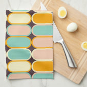 Retro geometric pattern with vertical ovals キッチンタオル (四つ折り)