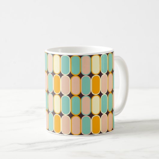 Retro geometric pattern with vertical ovals コーヒーマグカップ (正面右)