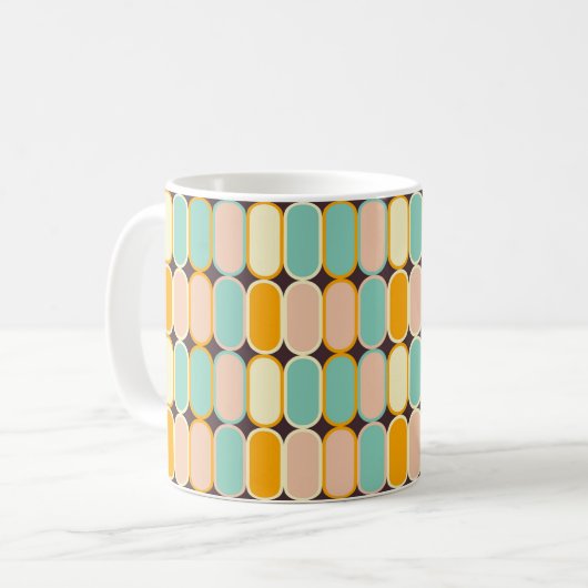 Retro geometric pattern with vertical ovals コーヒーマグカップ (正面左)