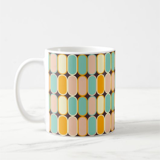 Retro geometric pattern with vertical ovals コーヒーマグカップ (左)