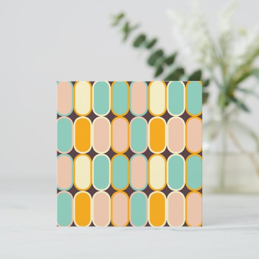 Retro geometric pattern with vertical ovals サンキューカード (スタンド正面)