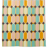Retro geometric pattern with vertical ovals シャワーカーテン (正面)
