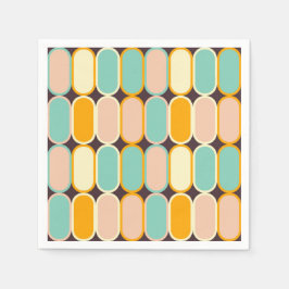 Retro geometric pattern with vertical ovals スタンダードカクテルナプキン