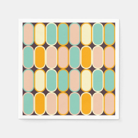 Retro geometric pattern with vertical ovals スタンダードカクテルナプキン (正面)