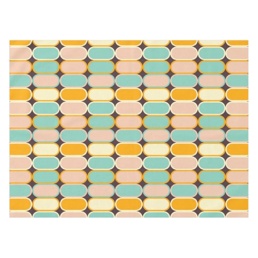 Retro geometric pattern with vertical ovals テーブルクロス (正面(横))