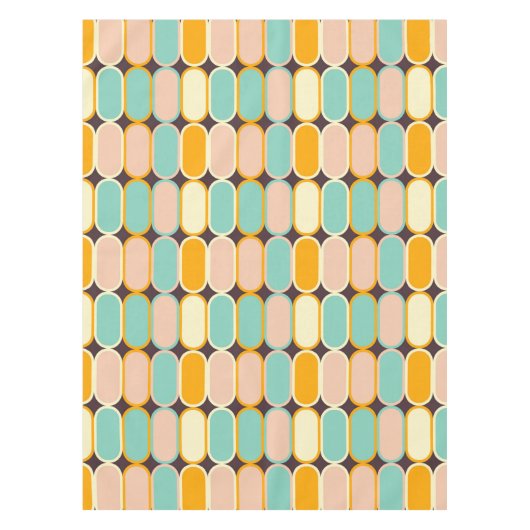 Retro geometric pattern with vertical ovals テーブルクロス (正面)