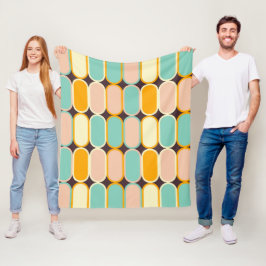 Retro geometric pattern with vertical ovals フリースブランケット