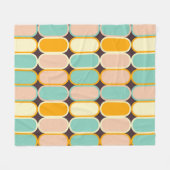 Retro geometric pattern with vertical ovals フリースブランケット (正面(横))