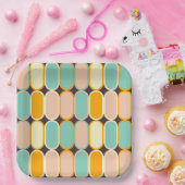 Retro geometric pattern with vertical ovals ペーパープレート (パーティー)