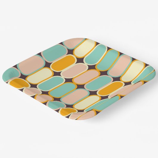 Retro geometric pattern with vertical ovals ペーパープレート (傾斜あり)