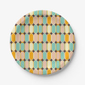 Retro geometric pattern with vertical ovals ペーパープレート (正面)