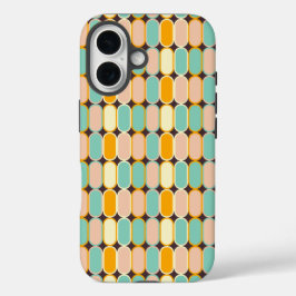 Retro geometric pattern with vertical ovals iPhone 16ケース