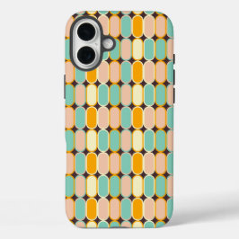 Retro geometric pattern with vertical ovals iPhone 16 plusケース