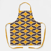 Retro geometric pattern yellow and brown leaf エプロン (正面)