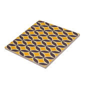 Retro geometric pattern yellow and brown leaf タイル (側面)