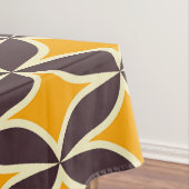 Retro geometric pattern yellow and brown leaf テーブルクロス (インサイチュ)