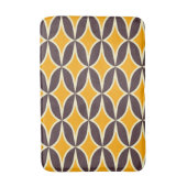 Retro geometric pattern yellow and brown leaf バスマット (正面縦)