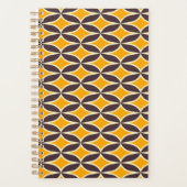 Retro geometric pattern yellow and brown leaf プランナー手帳 (正面)