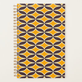 Retro geometric pattern yellow and brown leaf プランナー手帳