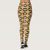 Retro geometric pattern yellow and brown leaf レギンス (裏面)