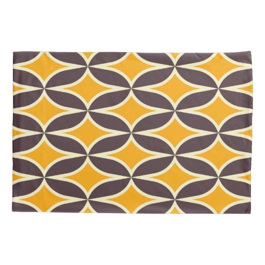 Retro geometric pattern yellow and brown leaf 枕カバー (裏面-左)