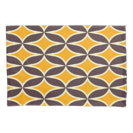 Retro geometric pattern yellow and brown leaf 枕カバー
