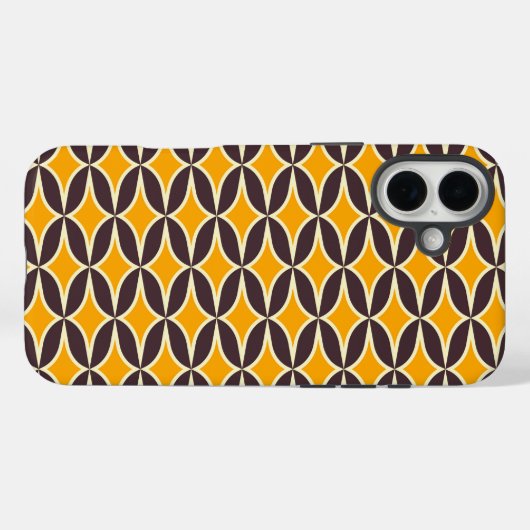 Retro geometric pattern yellow and brown leaf Case-Mate iPhoneケース (裏面 (横))