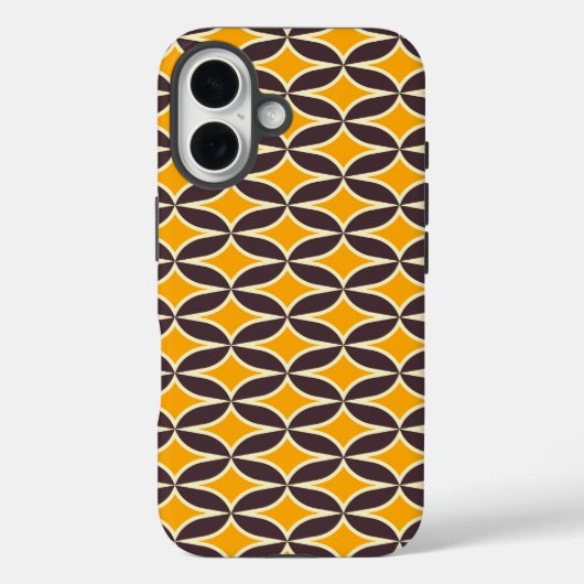 Retro geometric pattern yellow and brown leaf Case-Mate iPhoneケース (裏面)