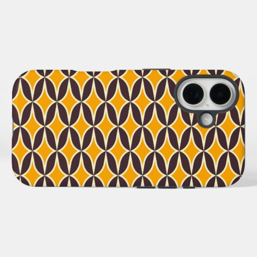Retro geometric pattern yellow and brown leaf Case-Mate iPhoneケース (裏面 (横))