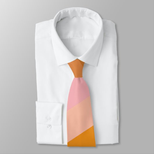 Retro Geometric Pink Orange Stripes Wedding ネクタイ (タイ)