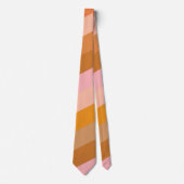 Retro Geometric Pink Orange Stripes Wedding ネクタイ (正面)