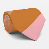 Retro Geometric Pink Orange Stripes Wedding ネクタイ (ロール)