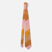 Retro Geometric Pink Orange Stripes Wedding ネクタイ (裏面)