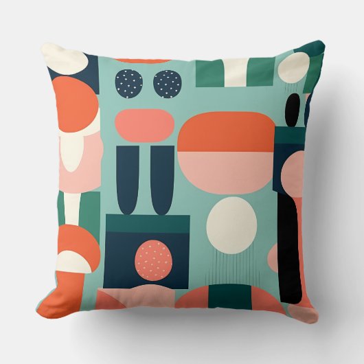 Retro Geometric Semicircle Pillow クッション (正面)