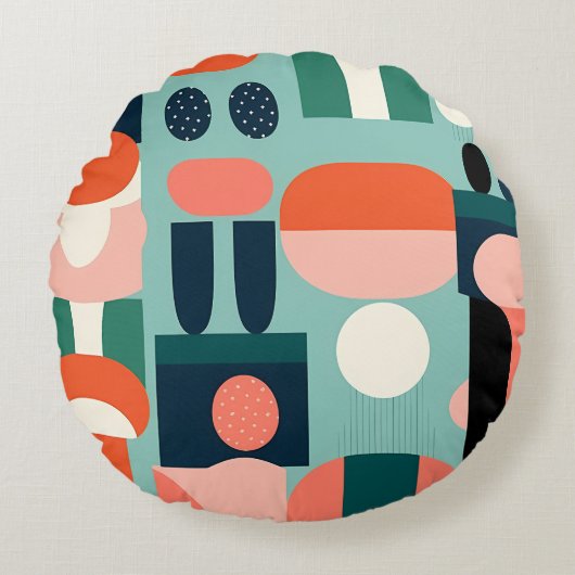 Retro Geometric Semicircle Pillow ラウンドクッション (正面)