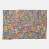 Retro Geometric Square Tile Pattern キッチンタオル (横)