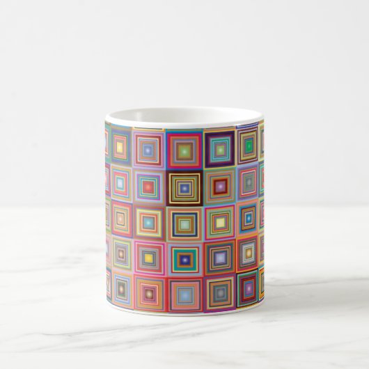 Retro Geometric Square Tile Pattern コーヒーマグカップ (中央)