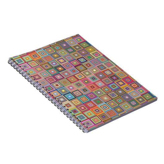 Retro Geometric Square Tile Pattern ノートブック (右側)