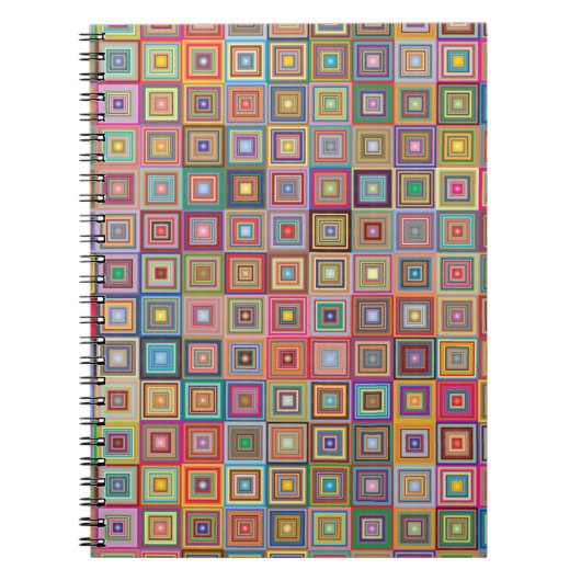 Retro Geometric Square Tile Pattern ノートブック (正面)
