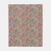 Retro Geometric Square Tile Pattern フリースブランケット (正面)