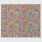 Retro Geometric Tile Pattern ラッピングペーパー (フラット)