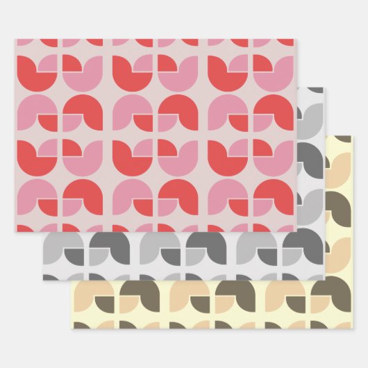 Retro Geometric Tulip Wrapping Gift Paper ラッピングペーパーシート (セット)