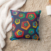 Retro Geometric Vibes Throw Pillow クッション (ブランケット)