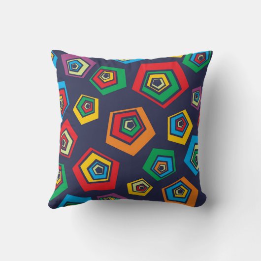 Retro Geometric Vibes Throw Pillow クッション (裏面)