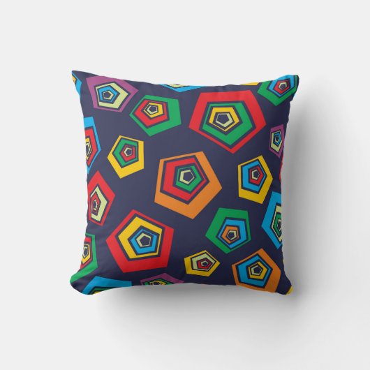 Retro Geometric Vibes Throw Pillow クッション (正面)