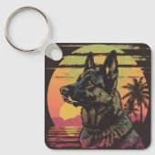 Retro German Shepherd Keychain キーホルダー (正面)