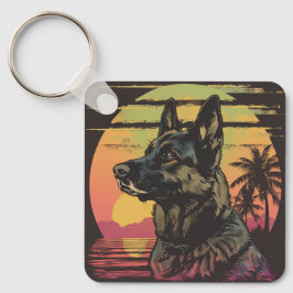 Retro German Shepherd Keychain  キーホルダー